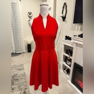 Red Halter A-Line Midi Dress Size M